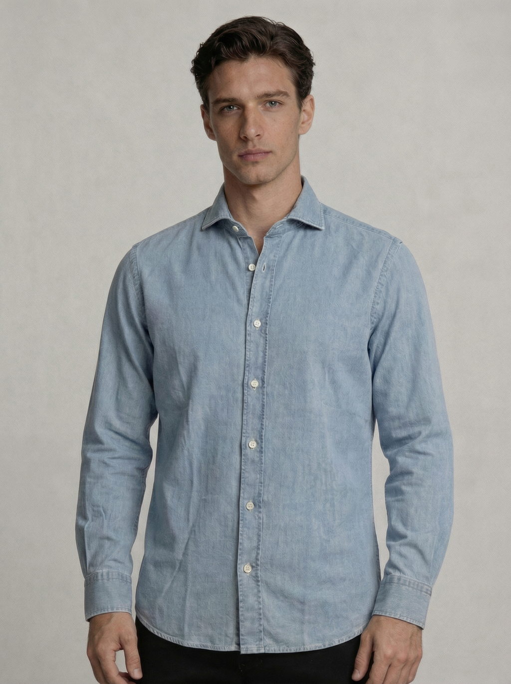 Camicia-denim-celeste-Buell98- DEN01/W01-primopiano