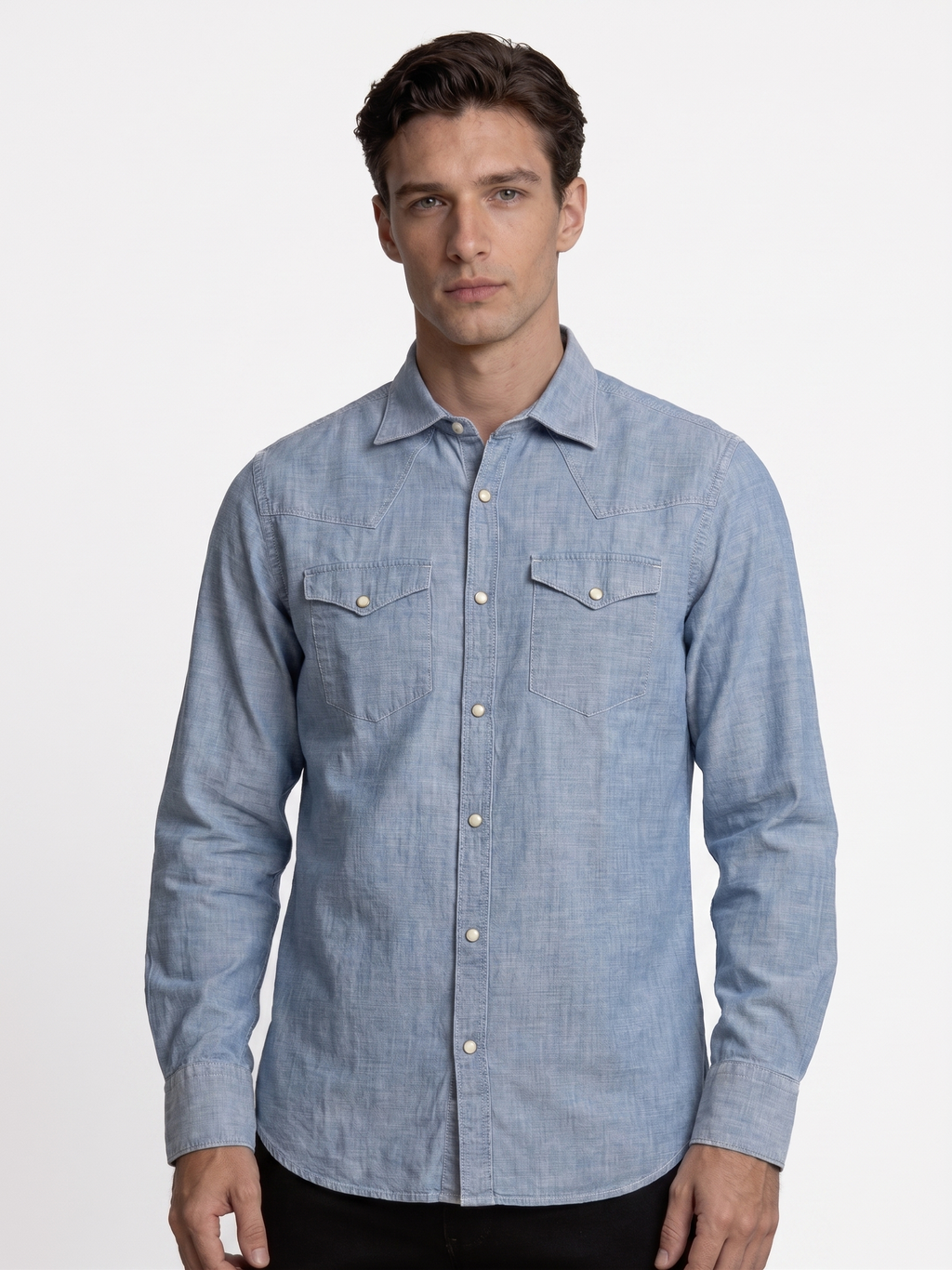 Camicia-denim-celeste-DEN02/W02-primo piano