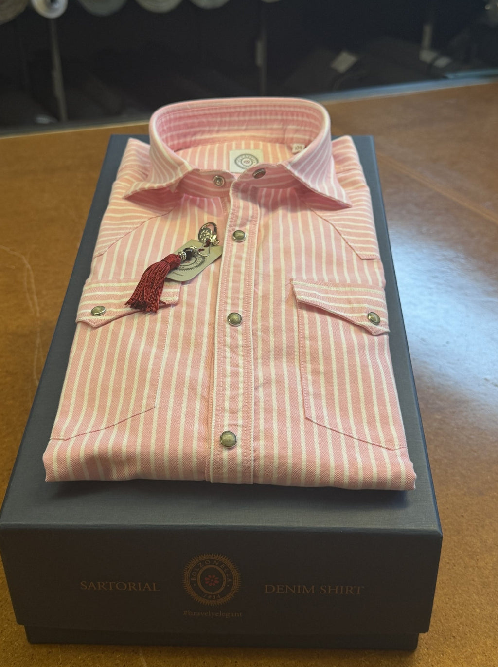 Camicia-righe-biancorosa-Baddy-3108/02-piegata