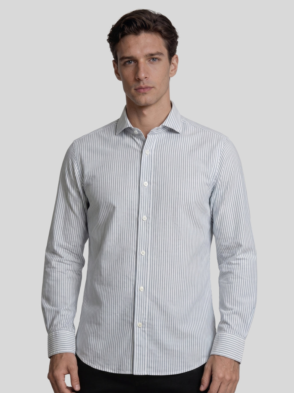 Camicia-righe-biancoverde-Norton-5000/4203-primopiano