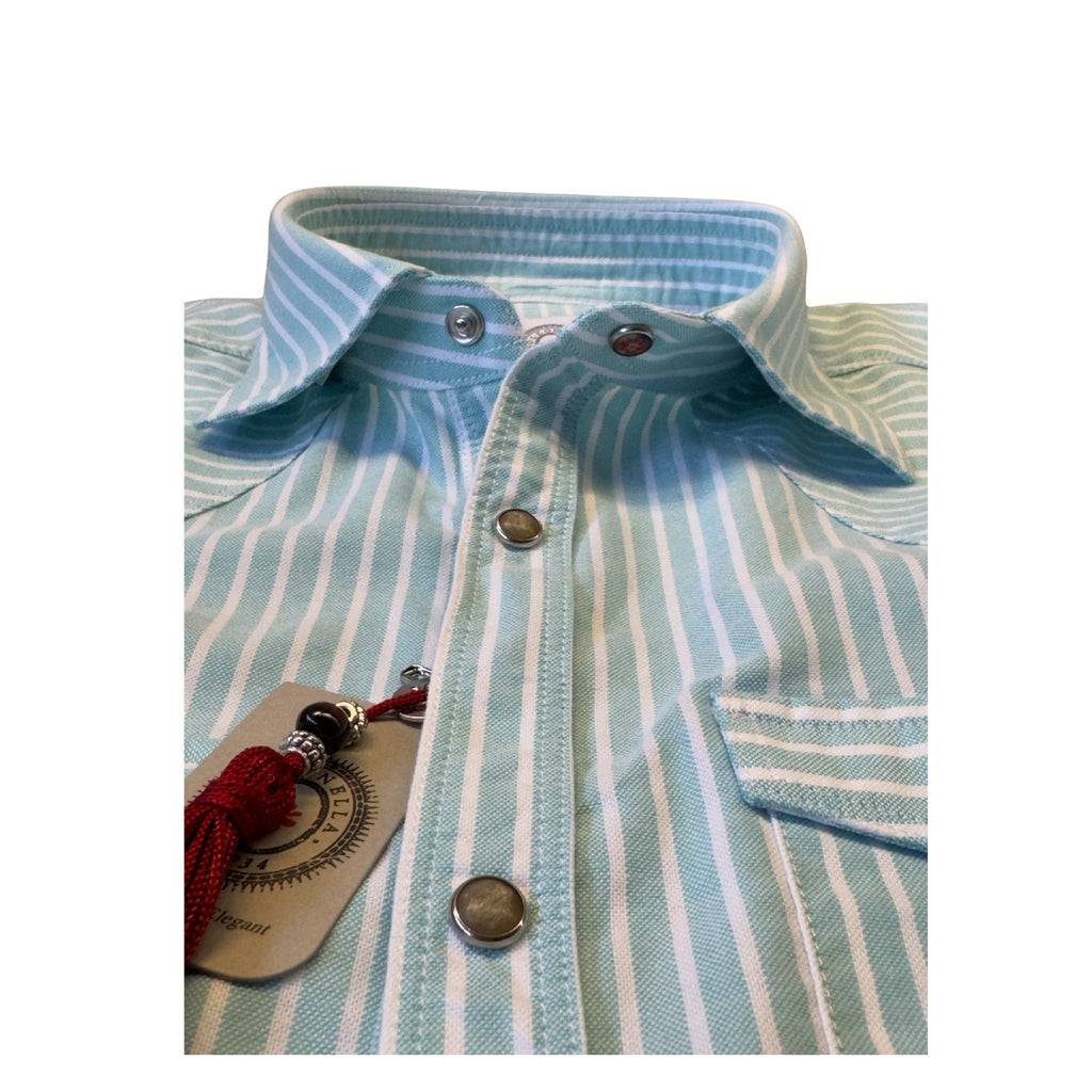 Camicia-righe-verdeacqua-Baddy-3108/01-collo
