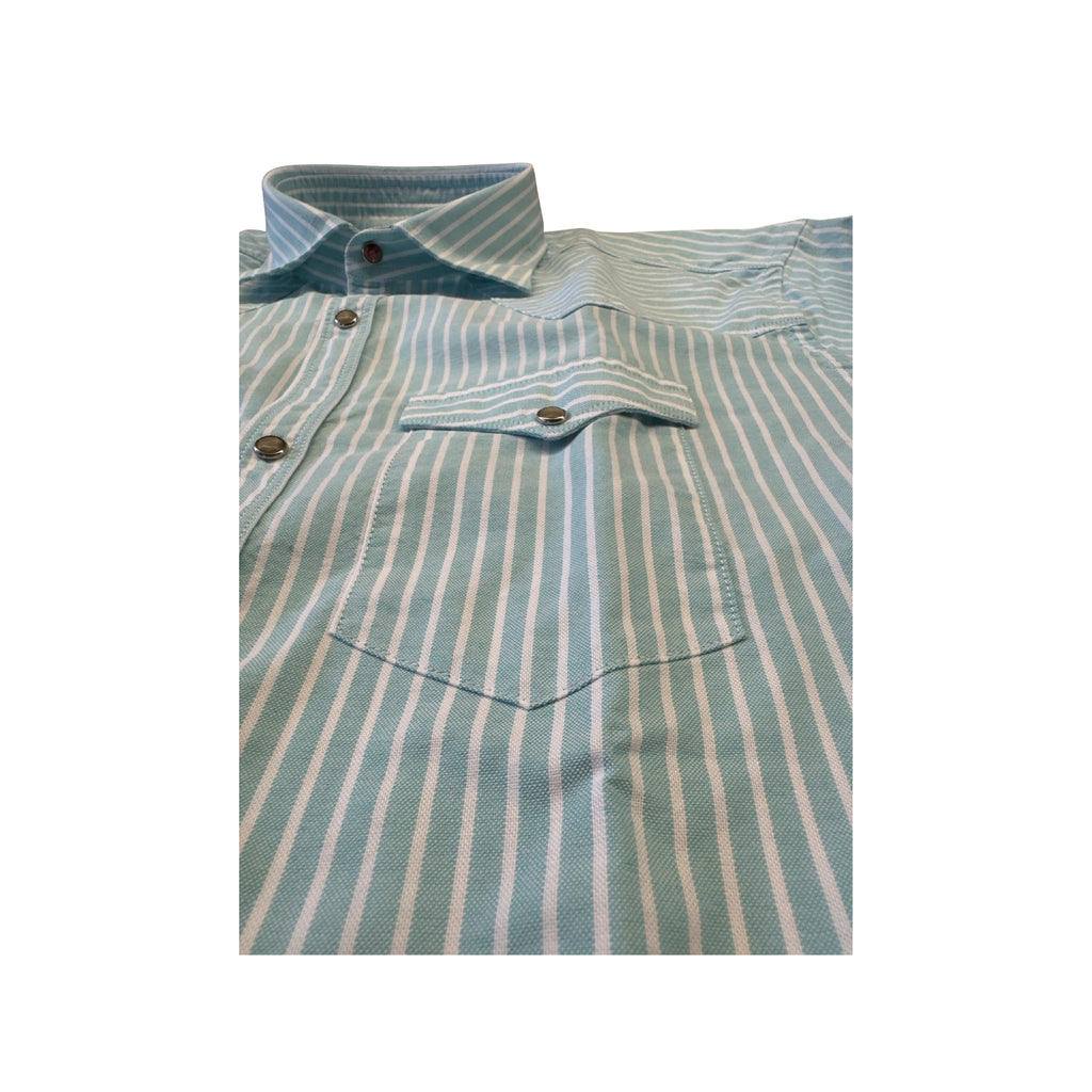 Camicia-righe-verdeacqua-Baddy-3108/01-tasca